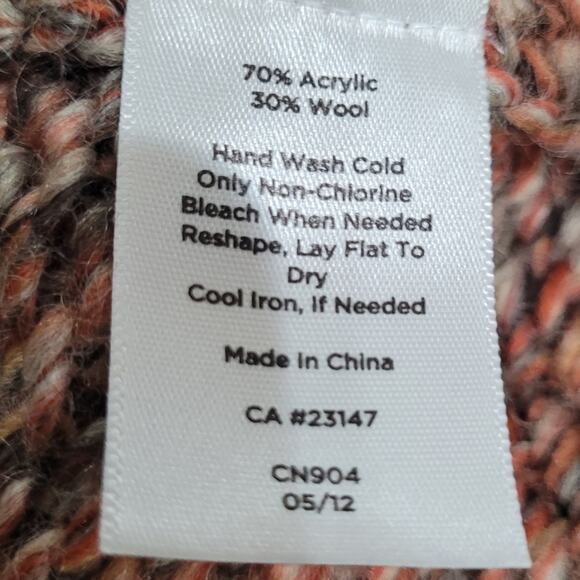 Talbots SP Wool Blend Cardigan Brown Orange Speckled Waterfall Cozy Fall Sweater - Picture 7 of 8